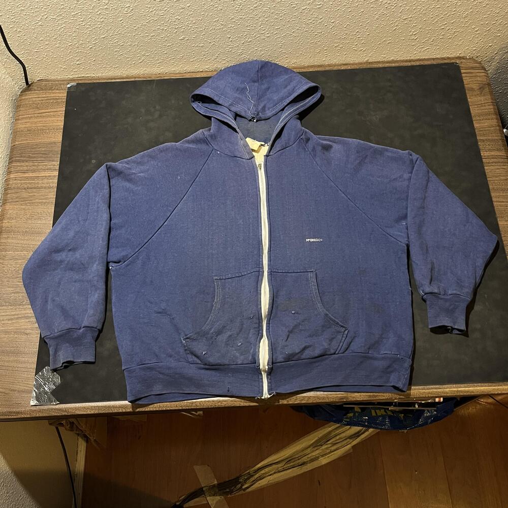Vintage McGregor Double Face Hoodie Sweatshirt 60s 2XL Thermal Lined Zip Raglan